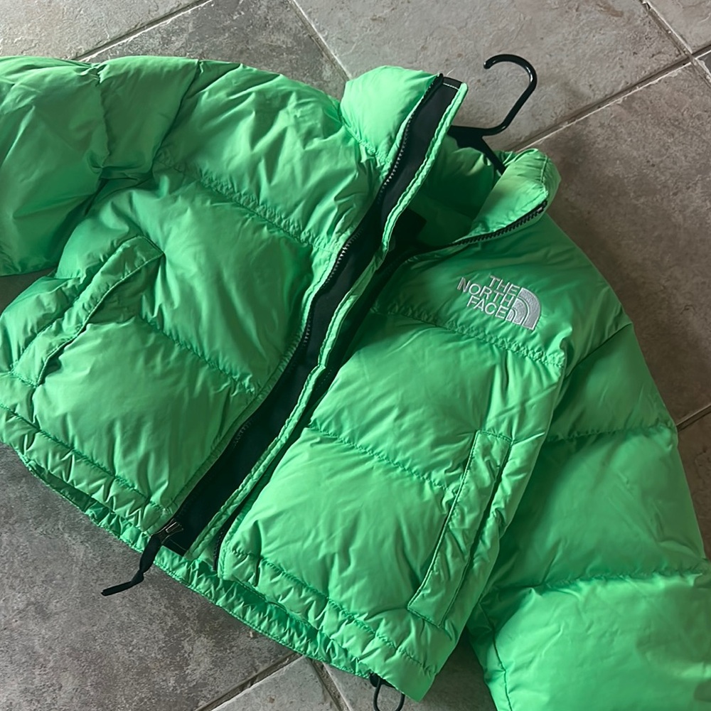 The North Face Green Bomber Jacket with Quilted Insulation